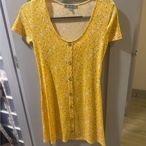 Good Luck Gem Yellow Floral Button-Down Dress